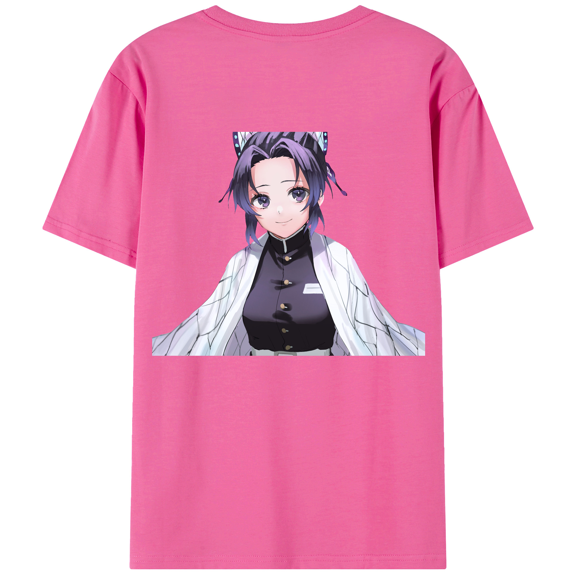 （画像用） 鬼滅の刃（きめつのやいば）蟲柱-胡蝶 しのぶ／こちょう しのぶ Kochou Shinobu レディース半袖Tシャツ(バックプリント)